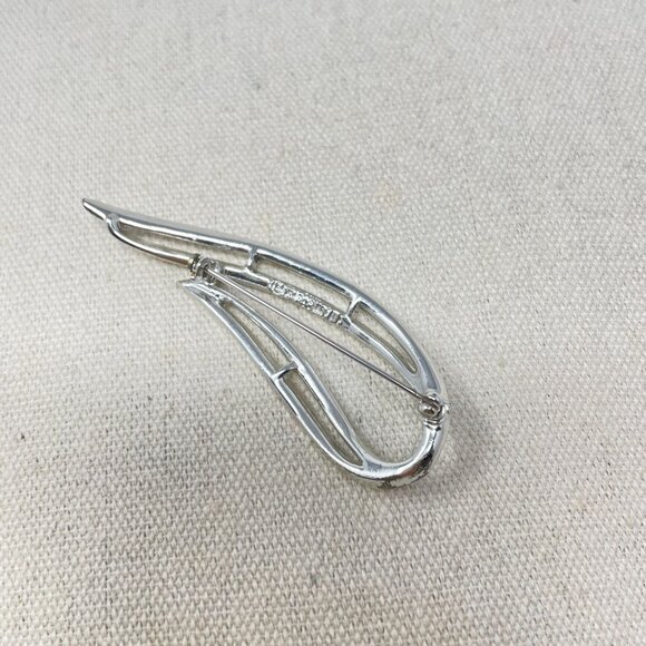 Sarah Coventry Silver Tone Vintage Leaf Brooch Pin Modern Minimal Art - Picture 4 of 7